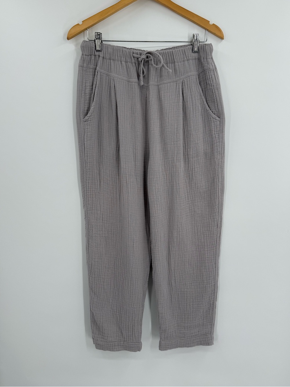Grade & Gather Cotton Gauze Drawstring Pants | Gray | Medium